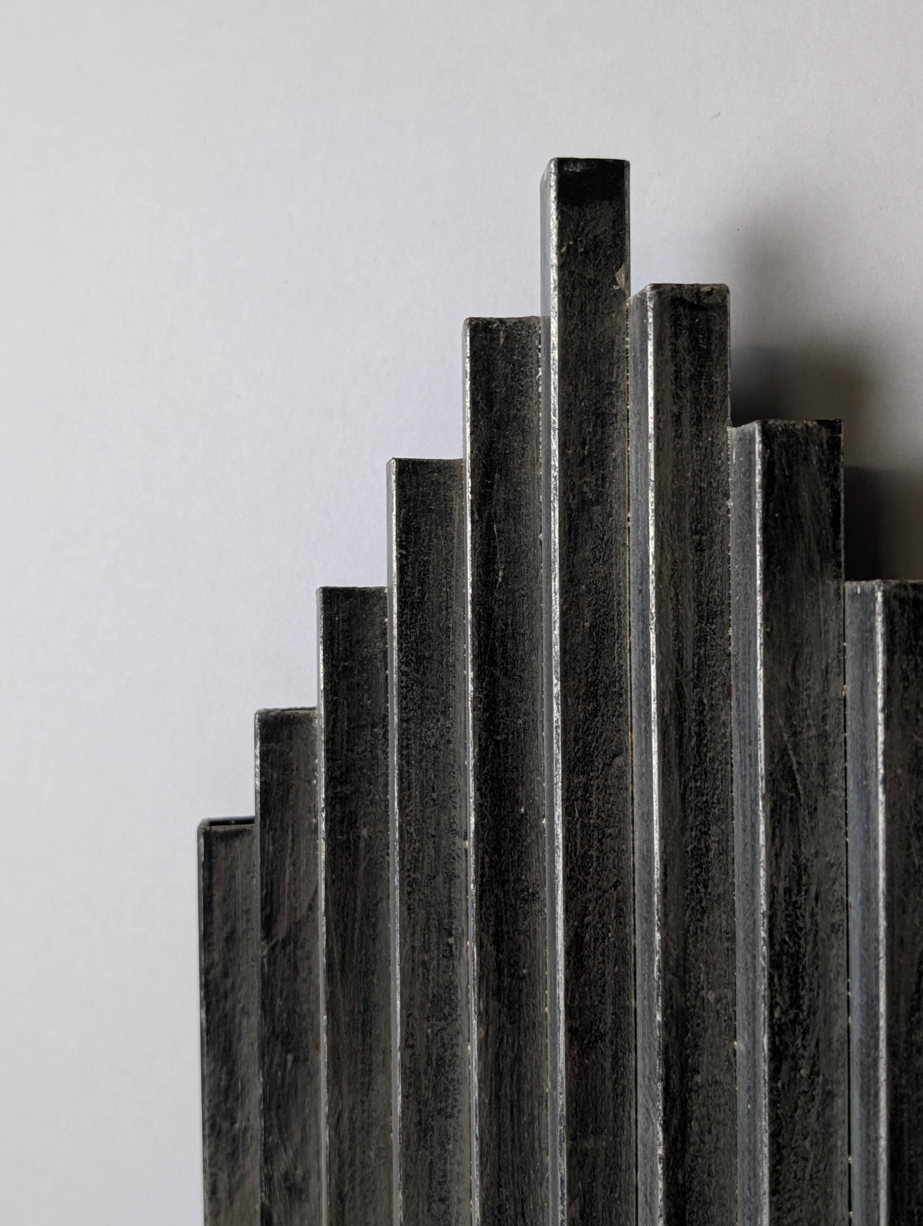 Pair of Ferro Art Iron and Glass Wall Sconces Art Deco Style 1970s