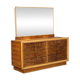 Vintage walnut burl commode with brass handles, Italian design from the 1940s.