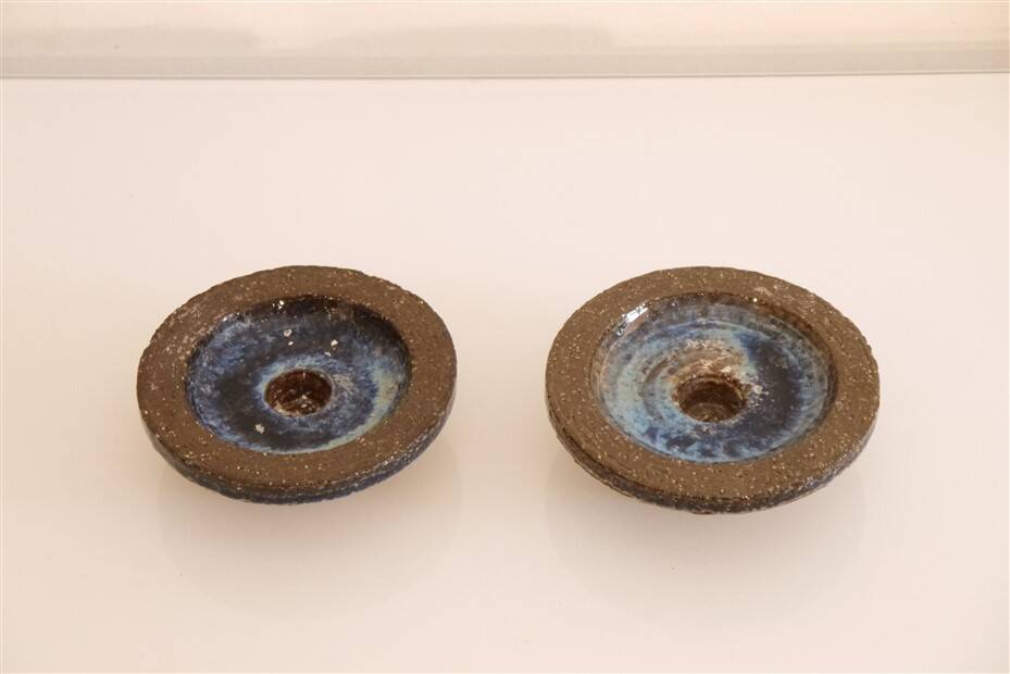 Pair of Danish ceramic candlesticks by Arne Finne Nielsen