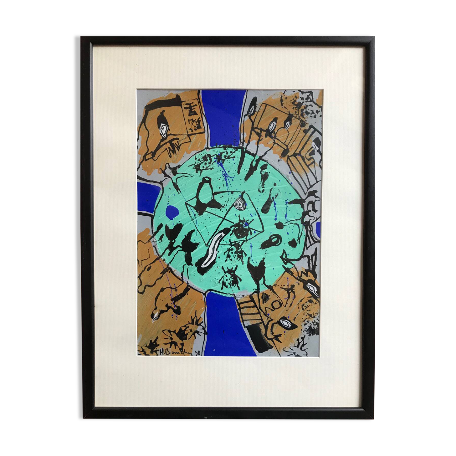 Hervé BOURDIN (1950). Boxed, 1999. Acrylic on paper.