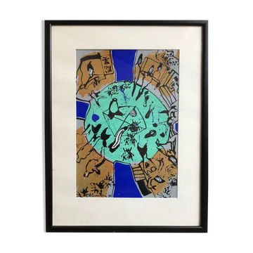Acrylique sur papier Hervé BOURDIN (1950), Mise en boîte,1999