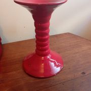 Bougeoir ceramique rouge carmin vintage design annee 60/70