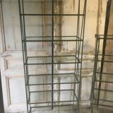 Pair of wrought iron and glass bookcase shelves