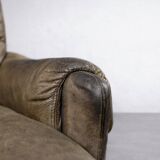 Vintage Mid-Century German Modern Leather Lounge Swivel Chair, 1960s