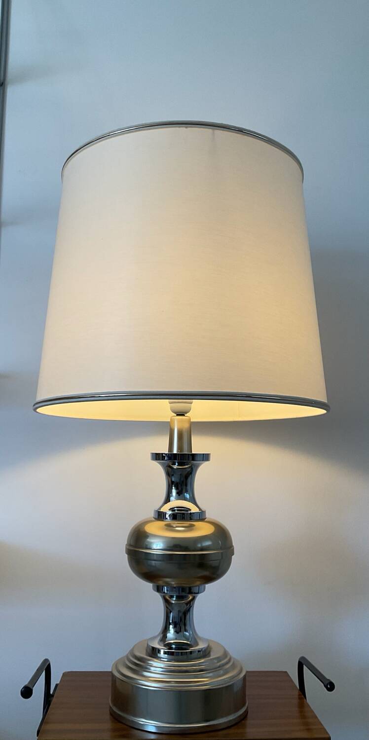 Grande lampe Space Age en métal chromé et doré