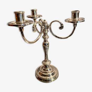 Louis-Philippe style 3-spoke chandelier in silver metal signed Fleuron
