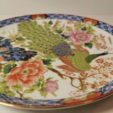 Cake tray / standing tray in white porcelain with elegant gold and blue edging
