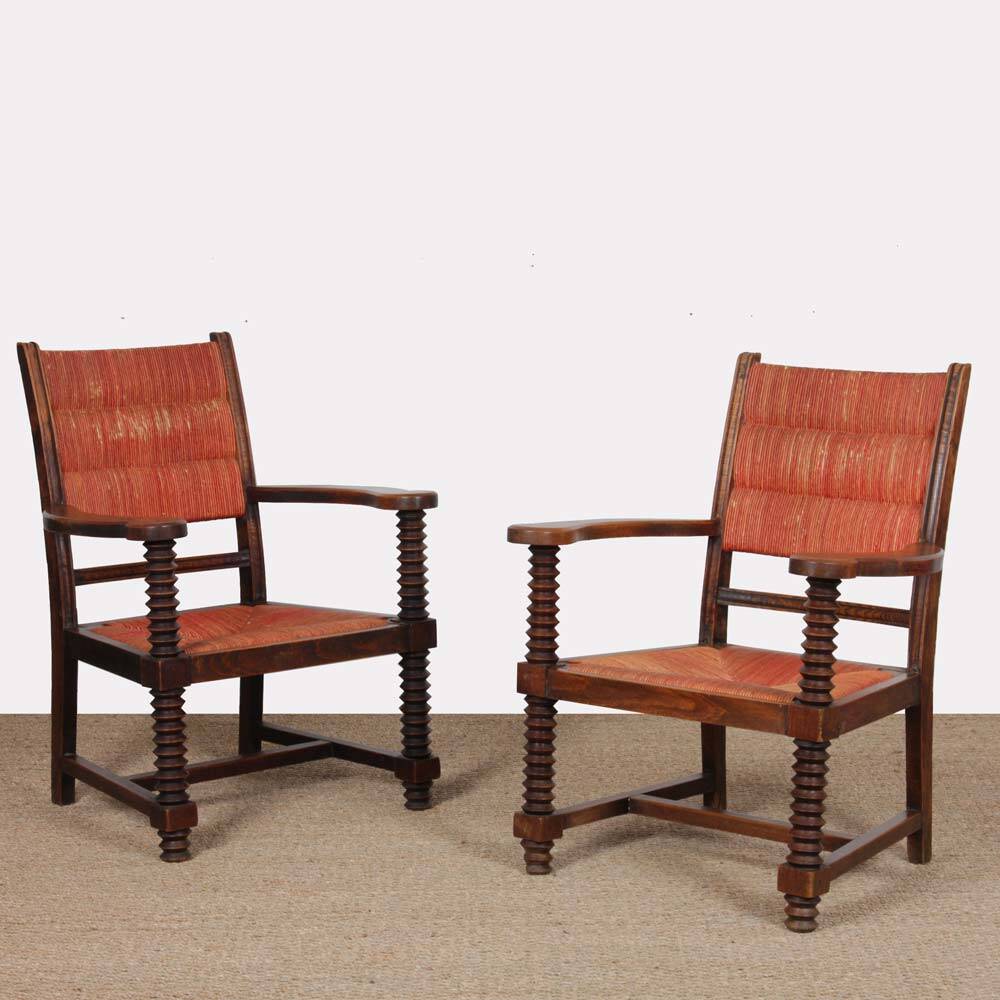 Paire de fauteuils dans le goût de Charles Dudouyt, 1950
