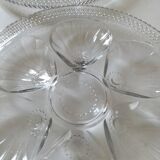Set of 4 vintage hobnail pressed glass oyster plates