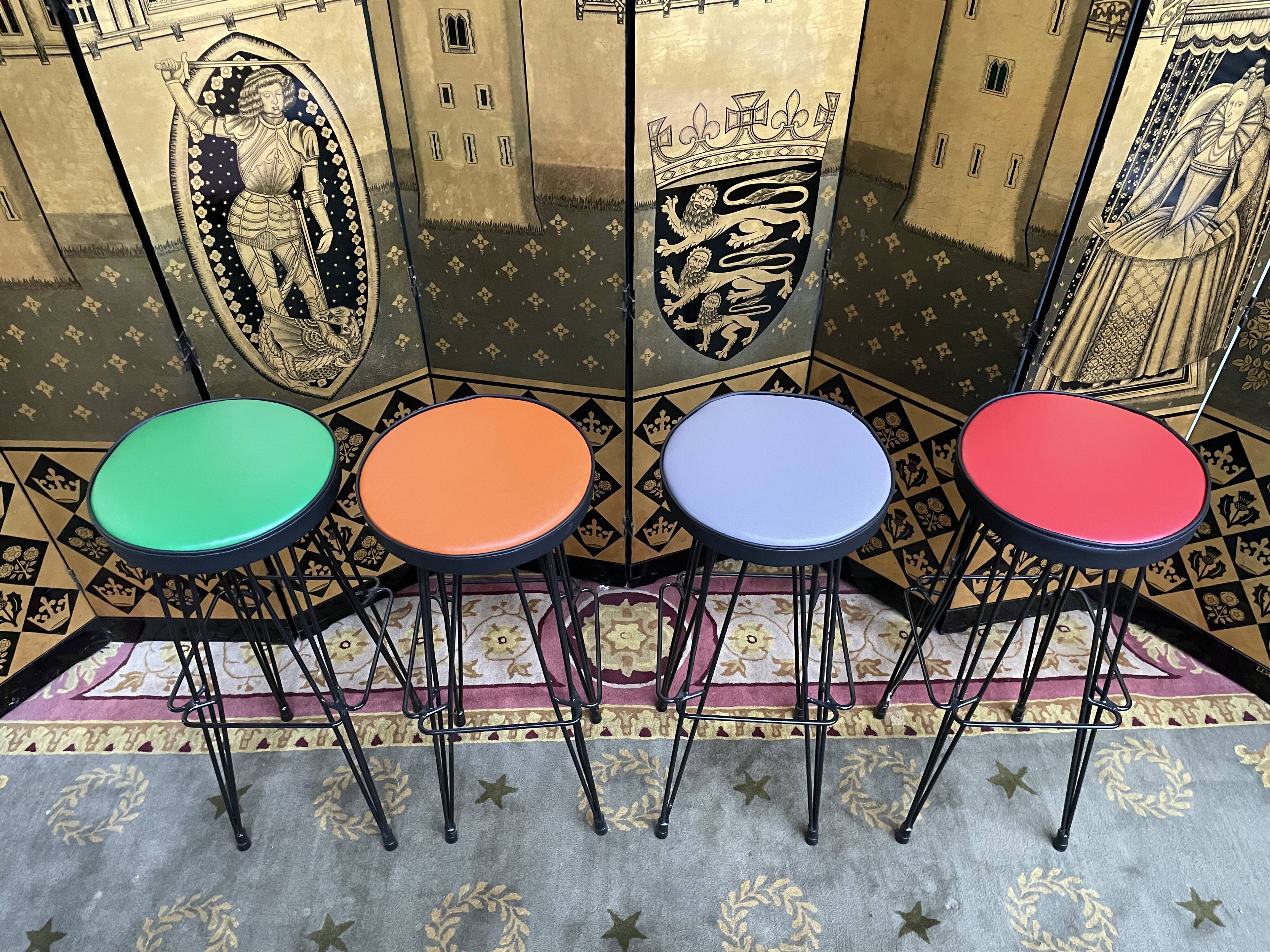4 restored "Eiffel" model bar stools