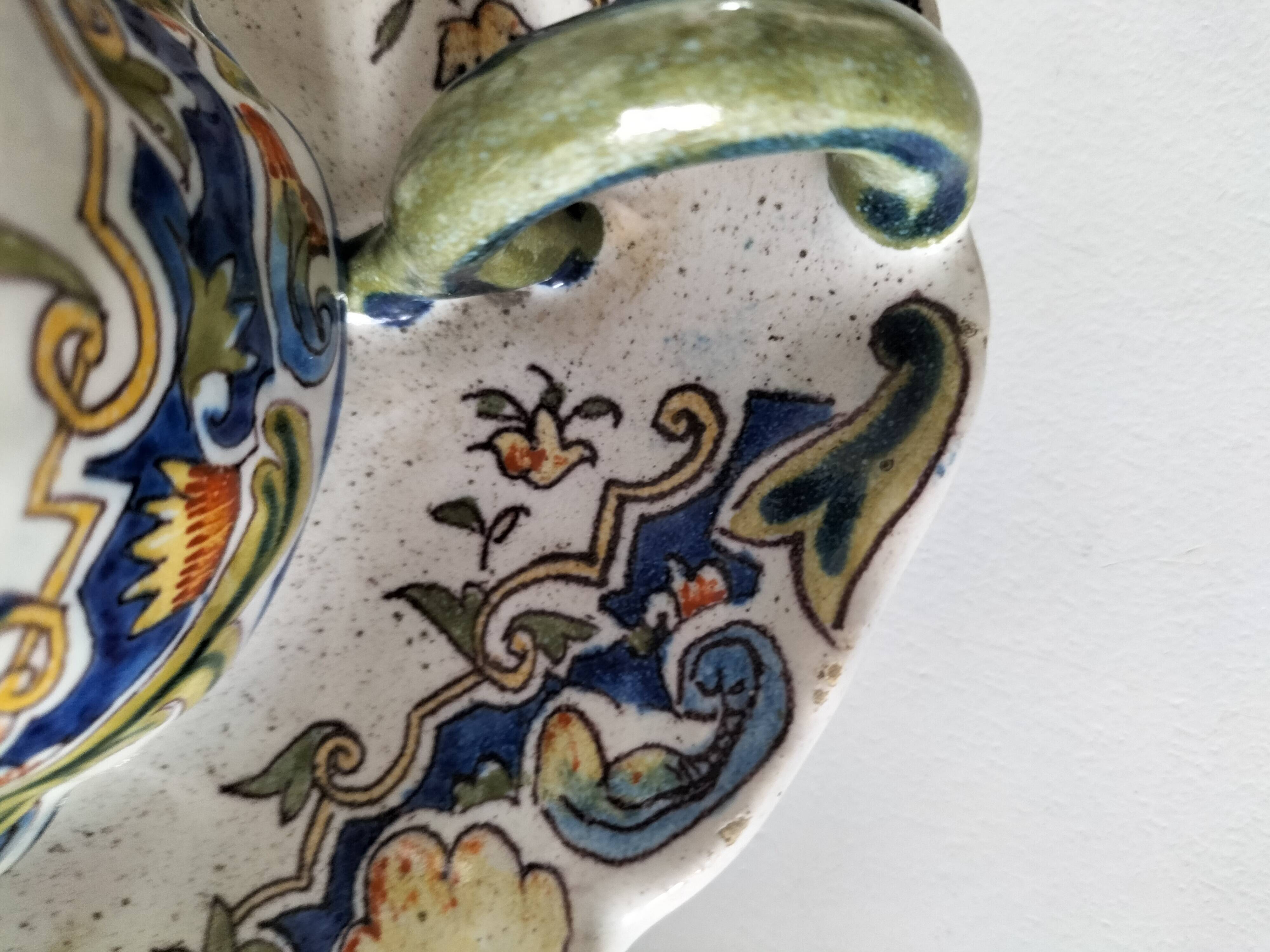 Breakfast set duo Desvres Fourmaintraux regionalist decoration