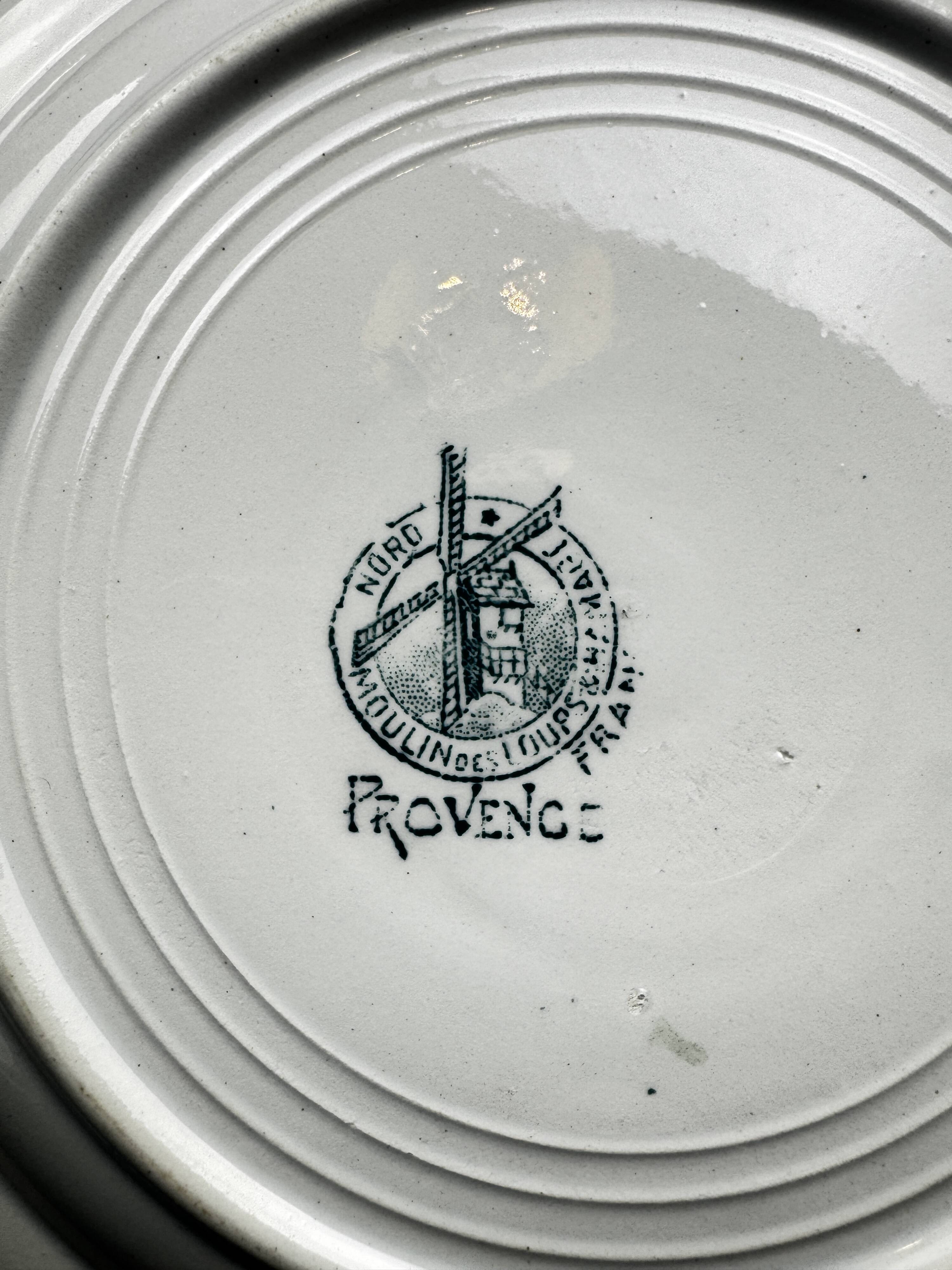 Set of 6 old earthenware plates Moulin des Loups & Hamage – Provence model – Terre de Fer