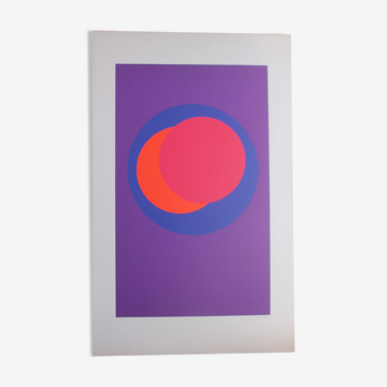 Silkscreen signed abstract geometric op art Claisse geneviève 1967 circles