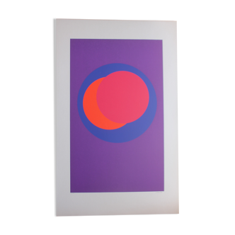 Silkscreen signed abstract geometric op art Claisse geneviève 1967 circles