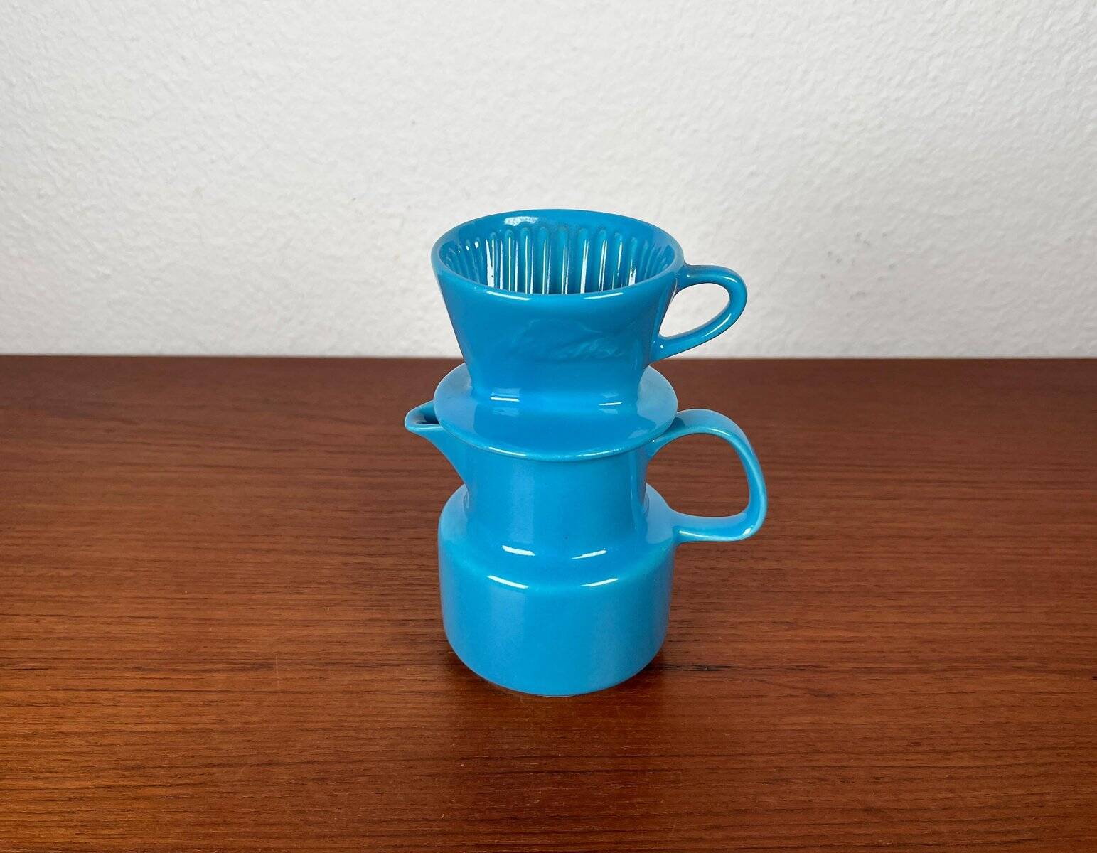 German Mid-Century Modern Space Age Ceramic Puppet-size Coffee Filter and Pot Set from Melitta, 1960s, Set of 2