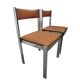 Paire de chaises vintage métal chromé & simili cuir marron (70s)
