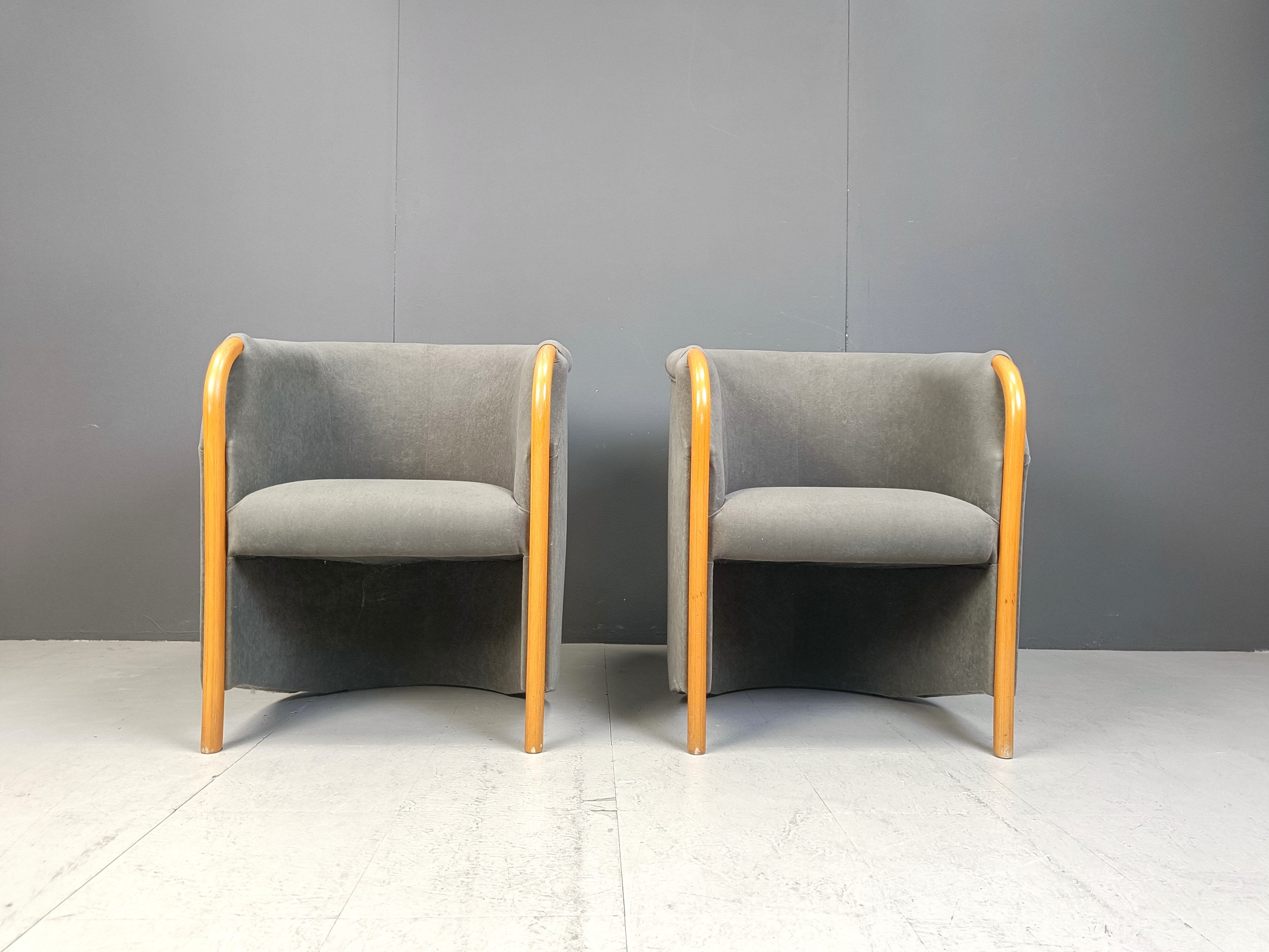 Pair of Italian armchairs, 1980s