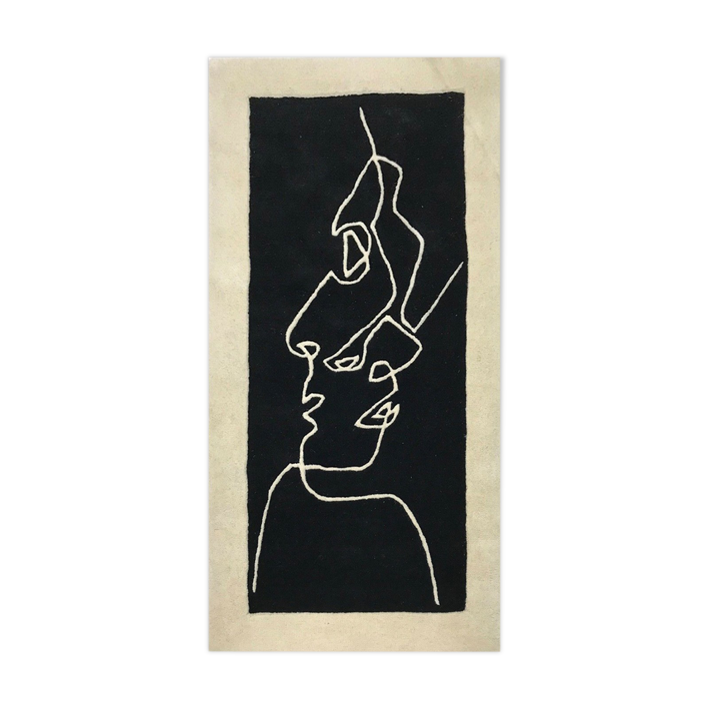 Vintage Danish carpet in surreal pattern wool