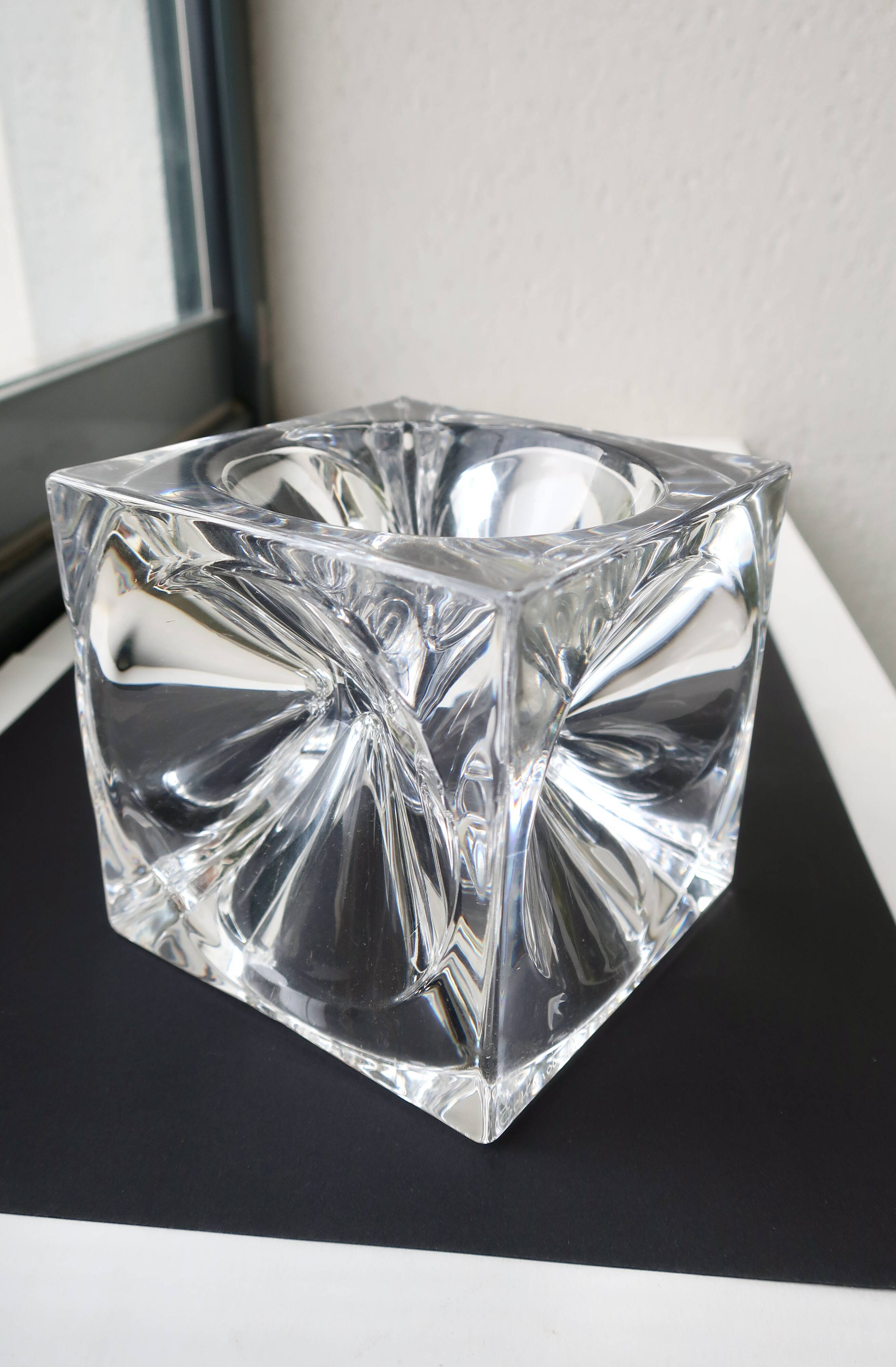 Daum france, rare cendrier cube "roc22", vers 1975, tbe