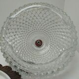 Plafonnier verre pointe de diamant et laiton 70's