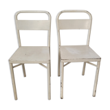 Pair of patinated white metal chairs