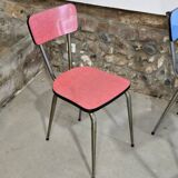 3 pink, green, blue Formica chairs