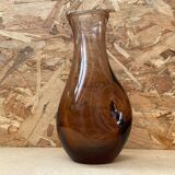 Antique Vintage Transparent Brown Blown Glass Vase