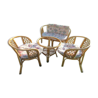 Garden set in rattan year 80s