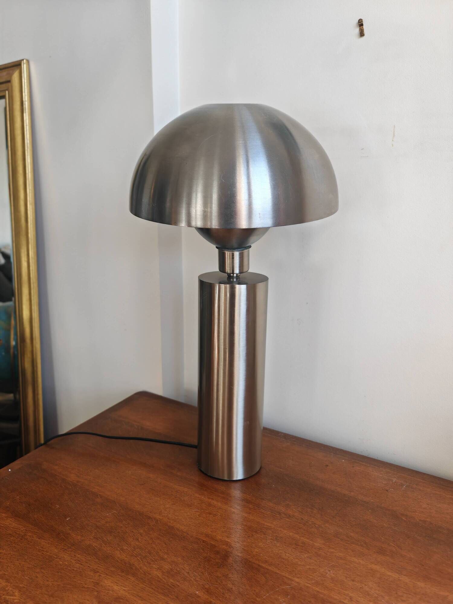 Large brushed metal mushroom lamp - Swedish Design / Upcycling