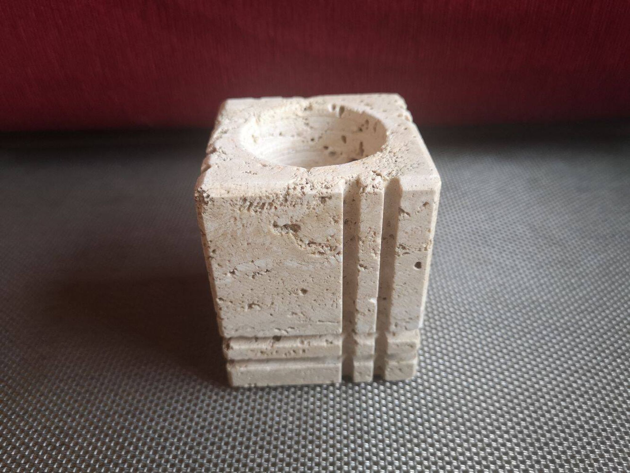 Travertine candlestick/photophore - 1960s/1970s - Cerri Nestore or Fratelli Mannelli