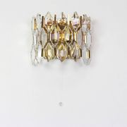 Pair of wall sconces in gilded brass and crystal by Palwa, Germany, 1970s.