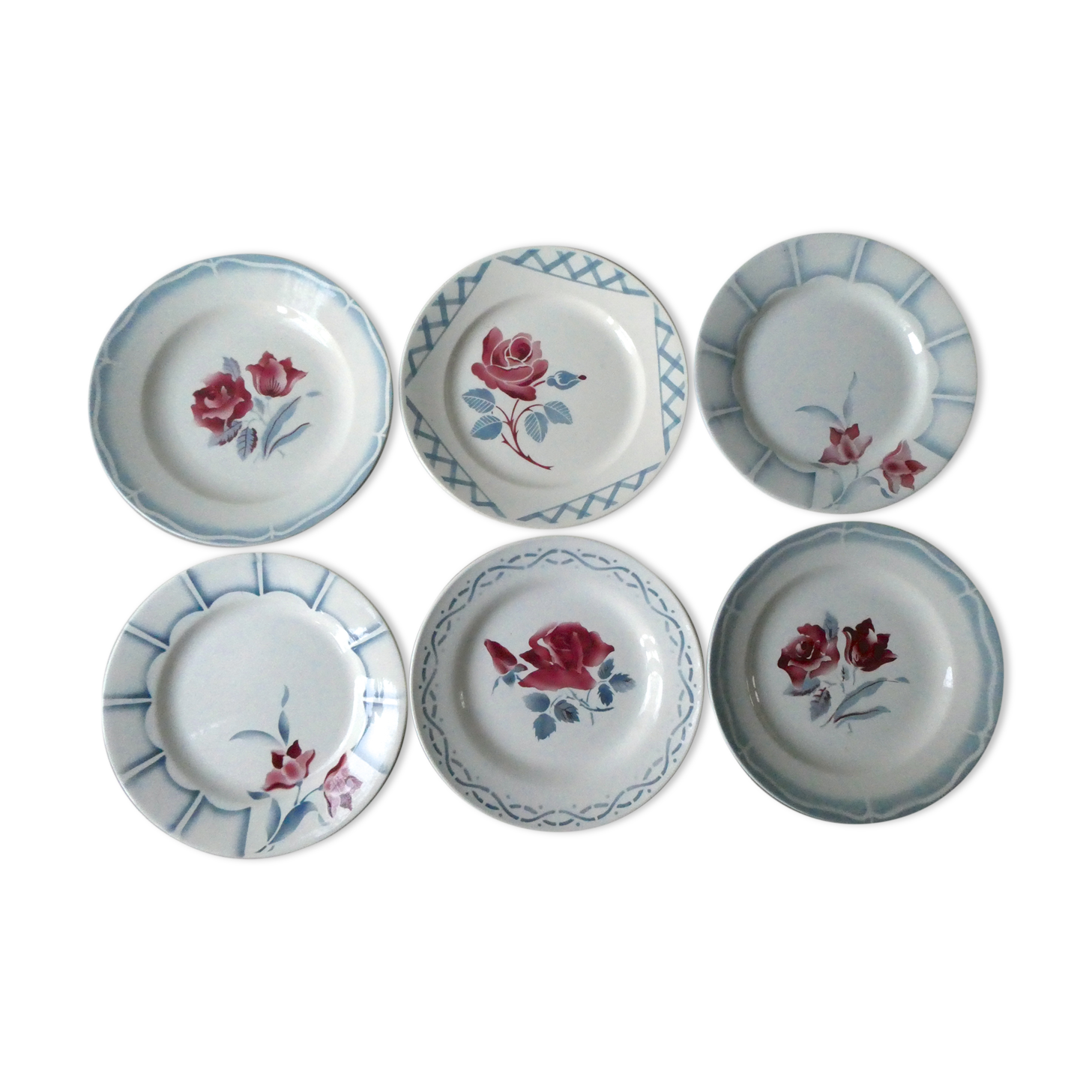 Set of 6 dinner plates Digoin Sarreguemines 40-50 years