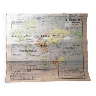 Old map Vidal Lablache 22 Community planisphere - 1950