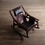 Liceu de Artes e Oficios rocking chair with ottoman, Brazil 1960s
