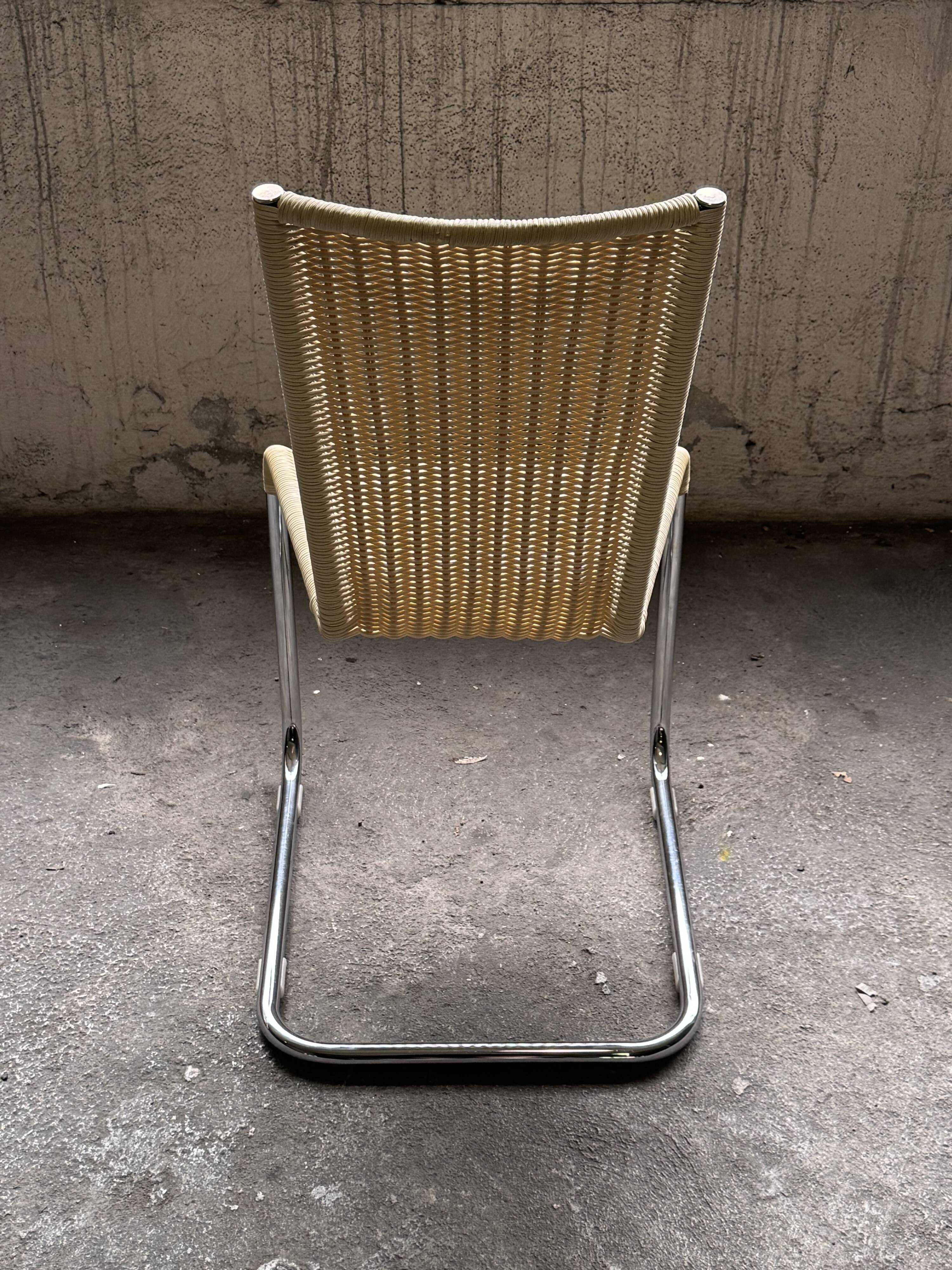 Set of 6 Tecta WK 724 Cantilever Chairs in Metal and Cream Wicker – 1980s
