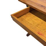 Vintage Pinewood Dining Table Desk with Drawer 60s Design