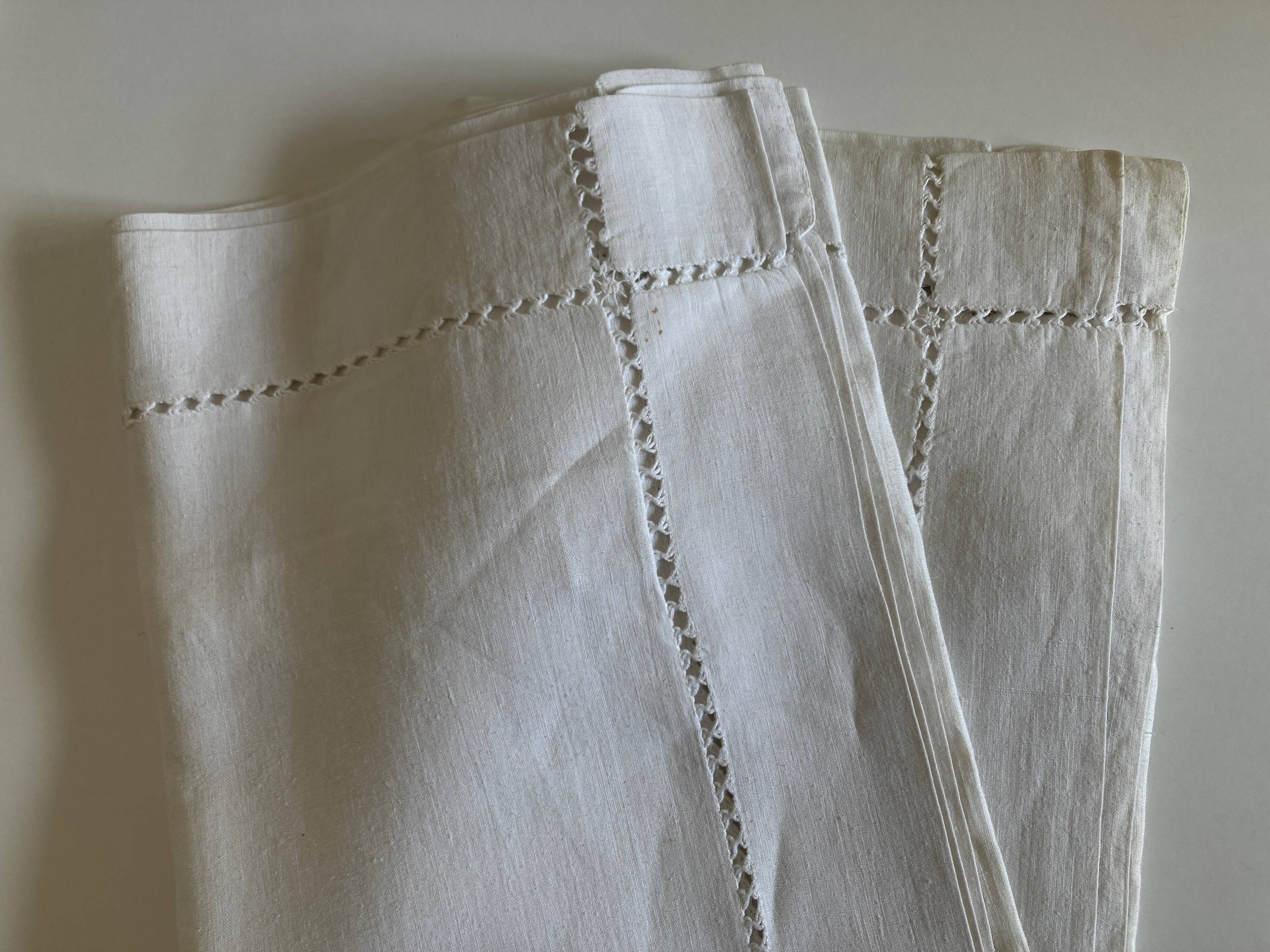 Pair of reserve linen thread pillowcases embroidered with river days without monogram