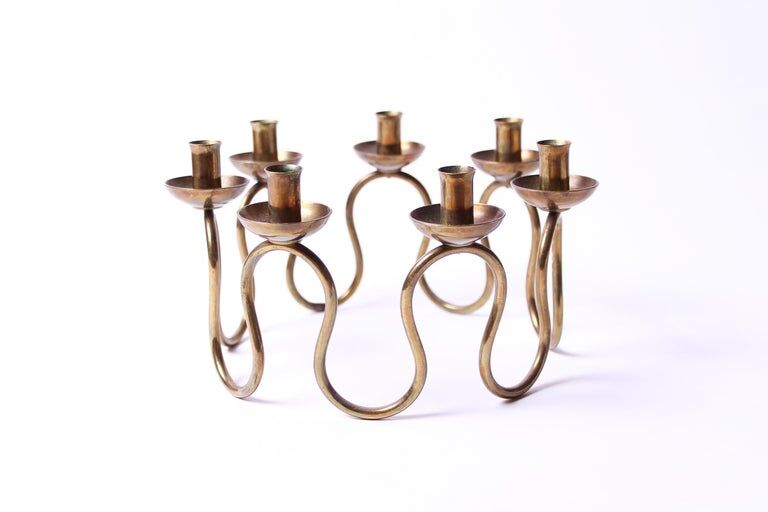 Brass candleby by Lars Holmstrom Sweden 1950s