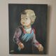 Acrylic painting portrait on canvas child vintage year 75 signed