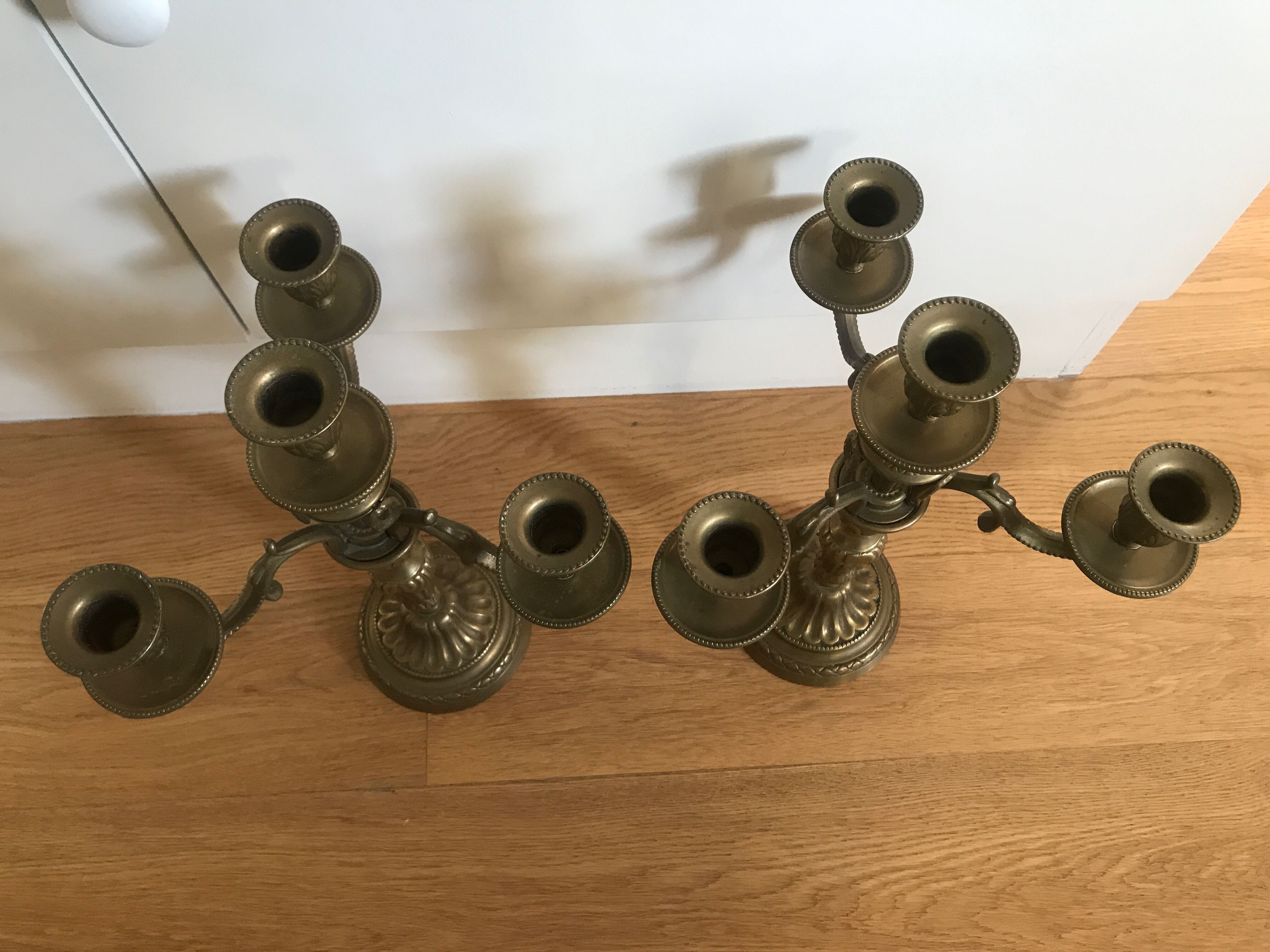 Bronze candlestick pair