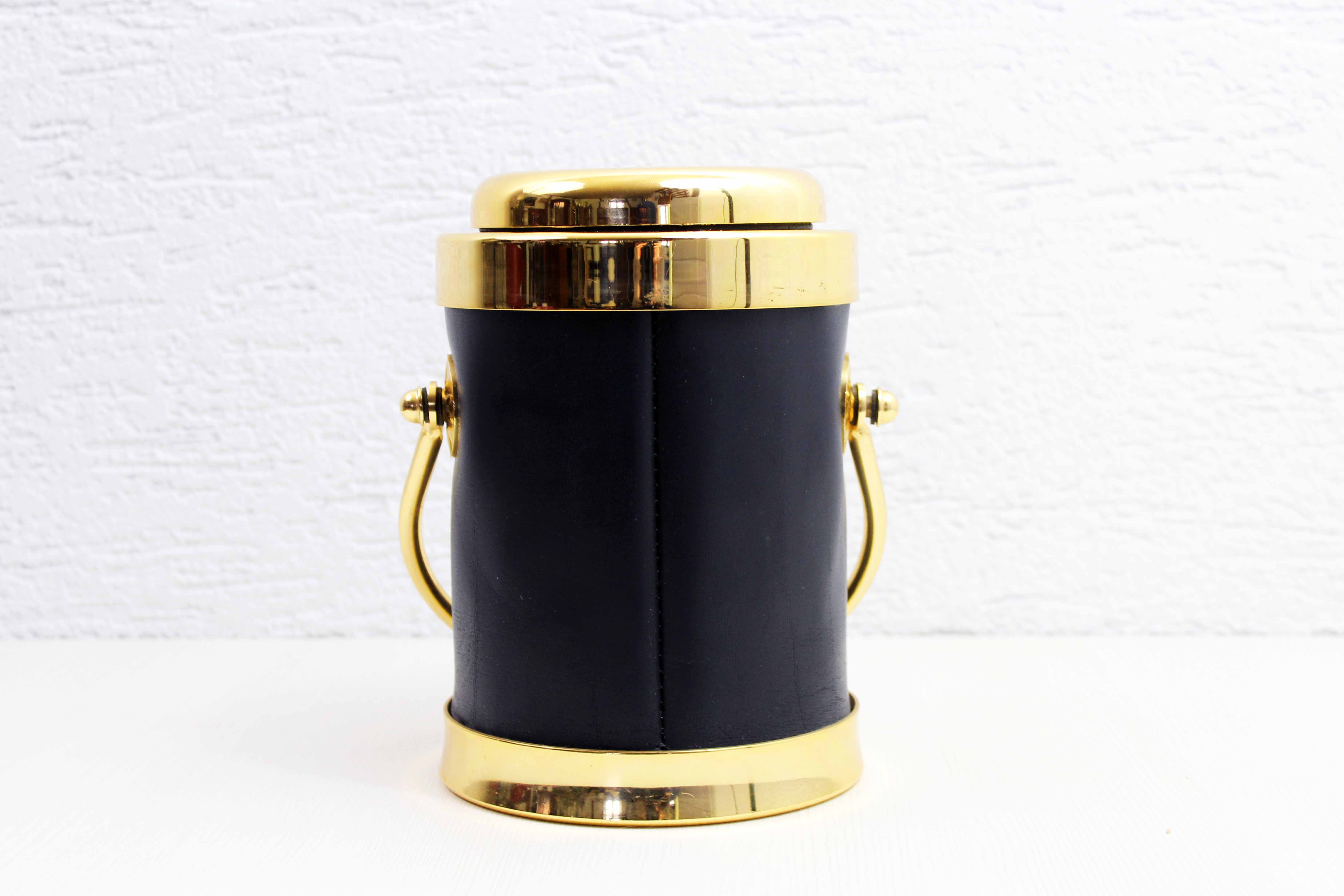 Vintage leather and brass ice bucket