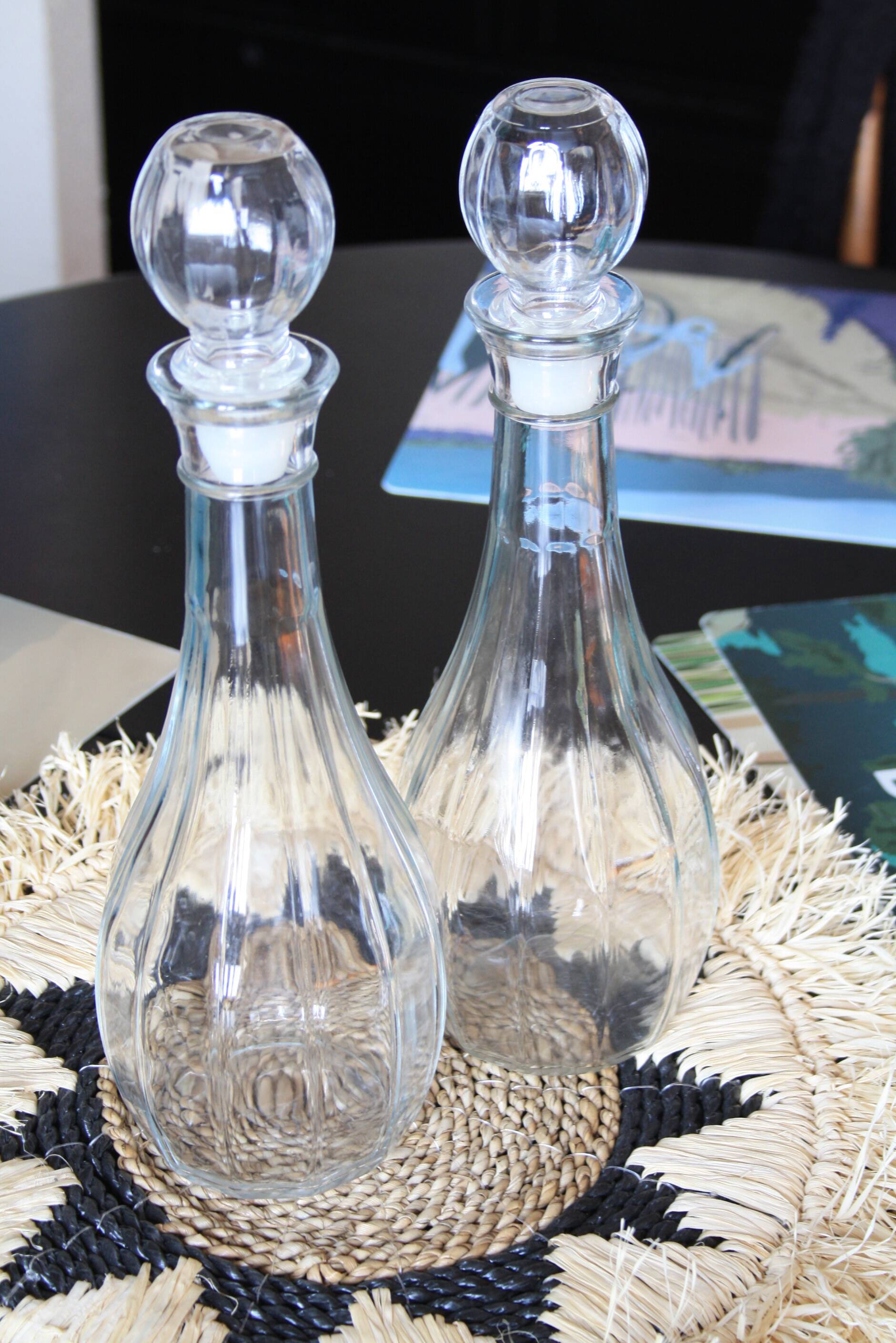 2 carafes en verre Fidenza