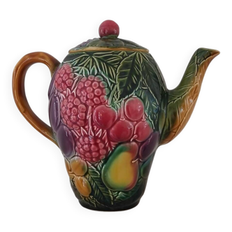 Majolica water pitcher in slipware signed Salin les Bains