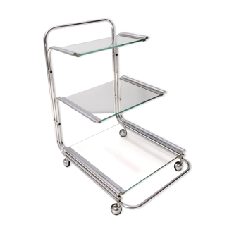 Postmodern Serving Cart by Fontana Arte with Three Glass Shelves, Italy