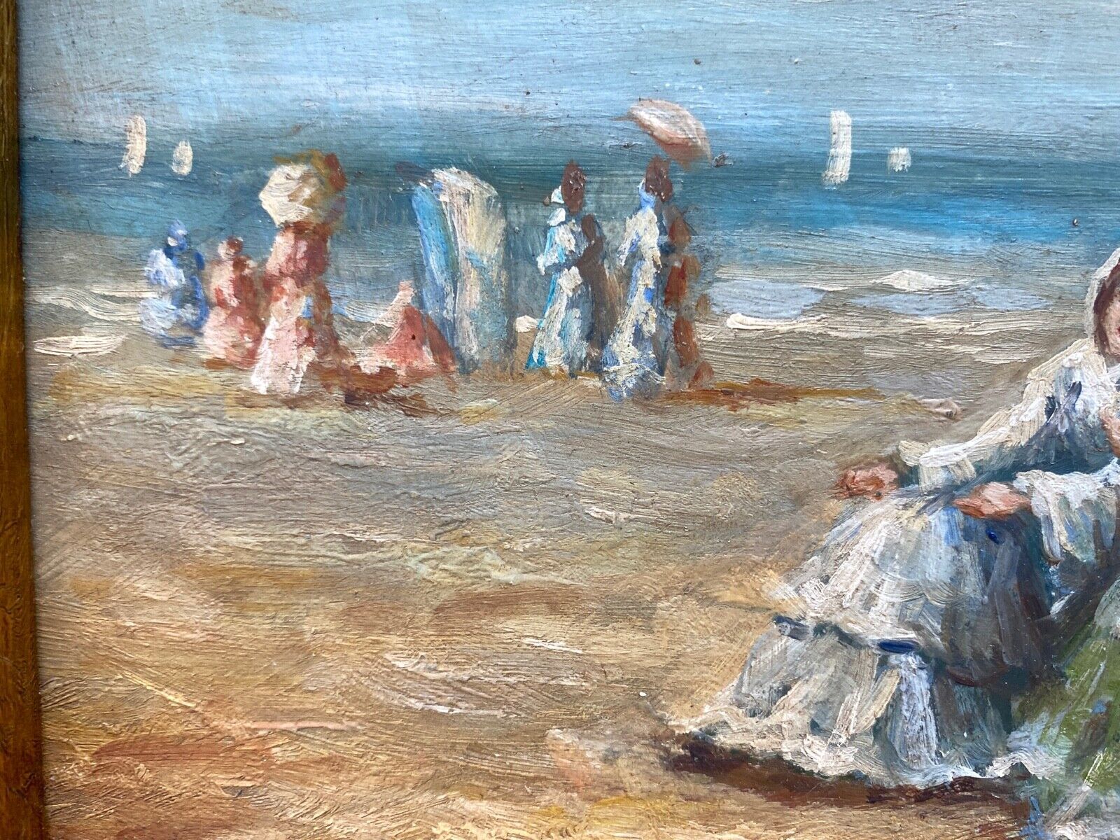 Oil on panel k wilson signature to identify 1960 beach scene