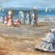 Oil on panel k wilson signature to identify 1960 beach scene