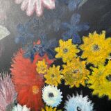 Bouquet de fleurs huile sur toile signé