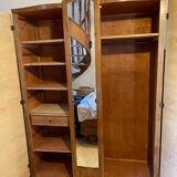 Oak wardrobe with mirror, modular wardrobe shelf including one drawer