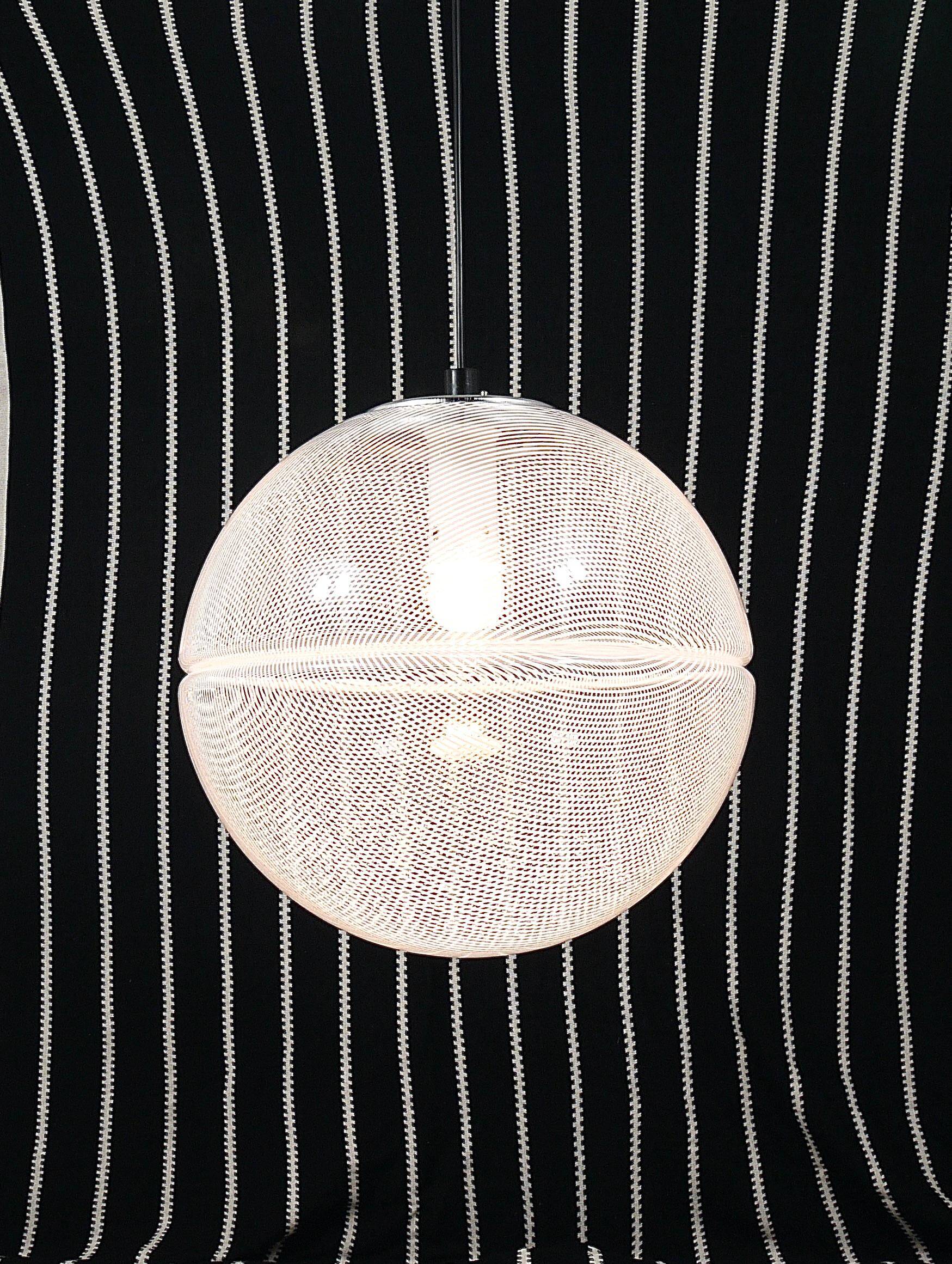 Harvey Guzzini Suspension Boule Op-Art Striped Postmodern by Meblo, 1970s