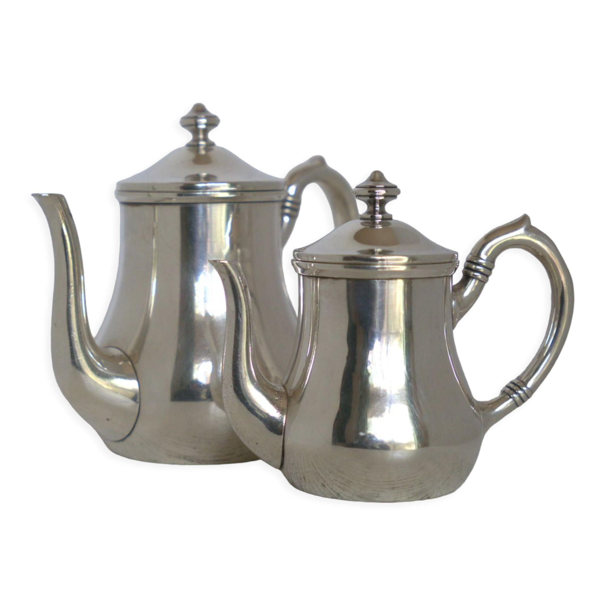 Paire de cafetières plaqué argent